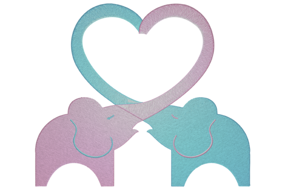 Elephant Love Heart Embroidery Design