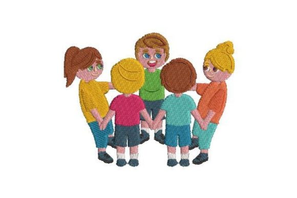 People Holding Hands Embroidery Design